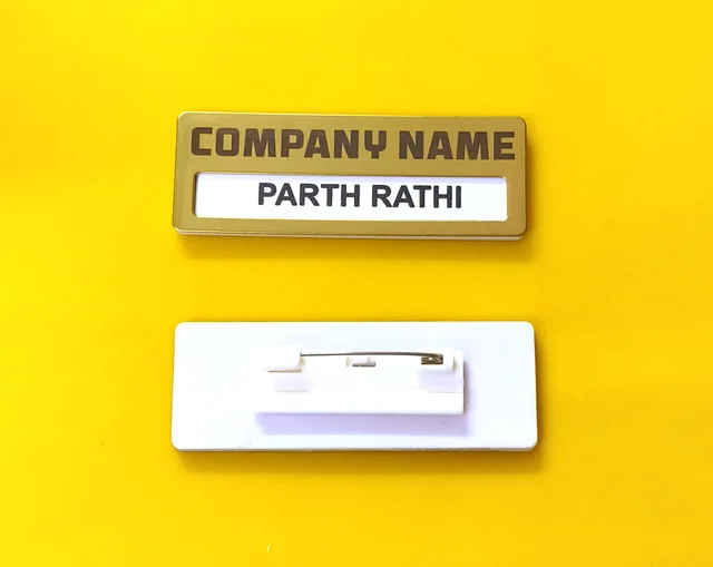 Reusable S S Metal Golden Badge Order Online India
- 70x25 mm