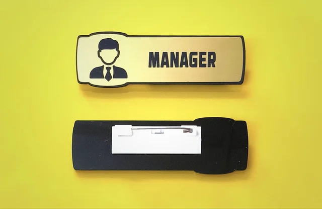 Fine quality attractive Badge for Manager and Other staff wholesale or retail order now - 80x30 mm