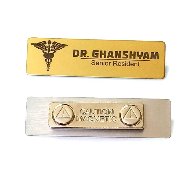 Doctor Personalised Name Badge Golden