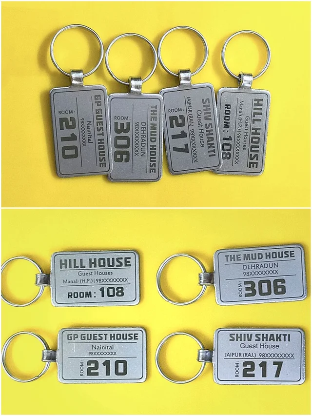 Affordable Price Name and Room Number Keychain for Hotel, Guest House, Home Stay