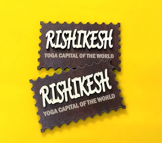 Rishikesh Souvenir Wooden MDF Magnet - Approx 3x2 Inches