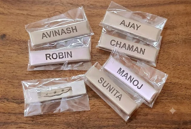 S S Metal Name Badges with Engraving