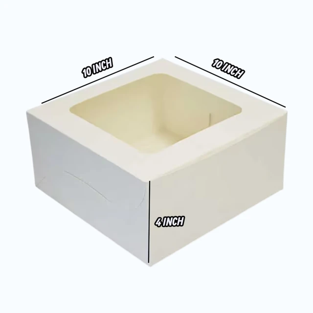 The Baking Curv Cake Box With Window 10x10 Plain White - White, Pack of 5
