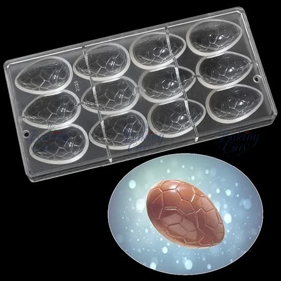 The Baking Curv 12 Holes Easter Eggs Shape Polycarbonate Chocolate Mold DIY Cake Decorating Mold Chocolate Pudding Moulds