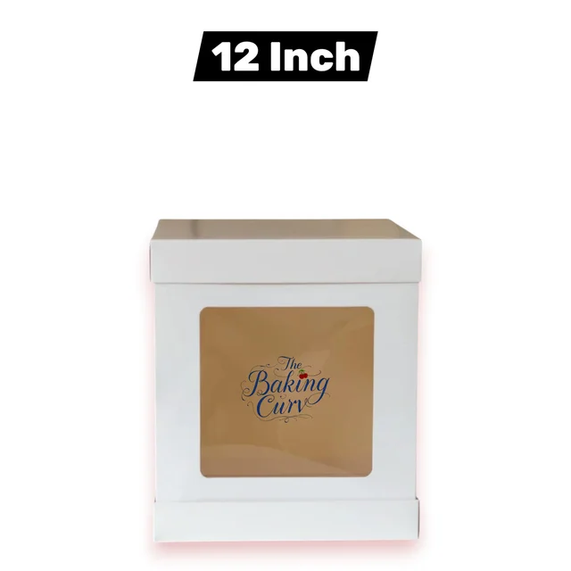 The Baking Curv 12 Inch Tall Cake Box with Window – Premium Display Box for Tiered & Fondant Cakes - 12 Inch, White