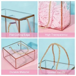 The Baking Curv Transparent 8x8 PVC Hamper Boxes with Handle – Square Gift Packaging Boxes for Hampers & Return Gifts - Pack of 5