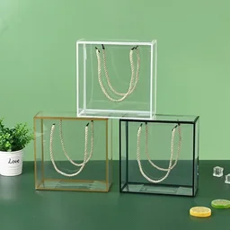 The Baking Curv Transparent 8x8 PVC Hamper Boxes with Handle – Square Gift Packaging Boxes for Hampers & Return Gifts - Pack of 5