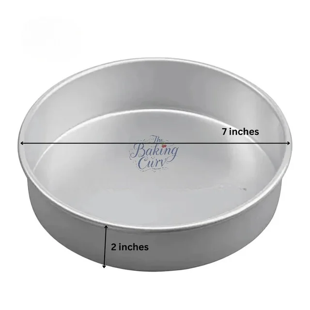 The Baking Curv 7 x 2 Inch Height Premium Silver Aluminum Round Cake Tin – Professional-Grade Bakeware for Perfect Cakes, Cheesecakes, Brownies, Muffins, Pies, Tarts, Gourmet Desserts & More