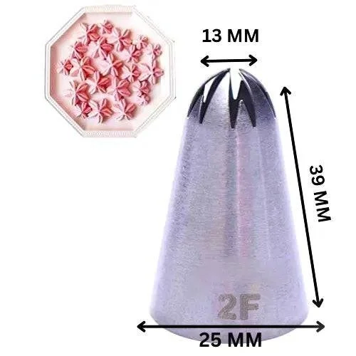 The Baking Curv 2F Piping Nozzle – Stainless Steel Icing Tip for Rosettes, Cupcakes & Cake Decorating