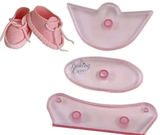 "Baby Booties Fondant Cutter Set – 3 Pcs Shoe Molds for Cake Decorating & Baby Shower Cakes"