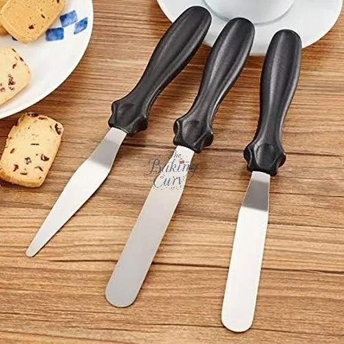 The Baking Curv 3-Piece Cake Icing Spatula Set – Angled & Straight Palette Knives for Smooth Cake Frosting & Decorating