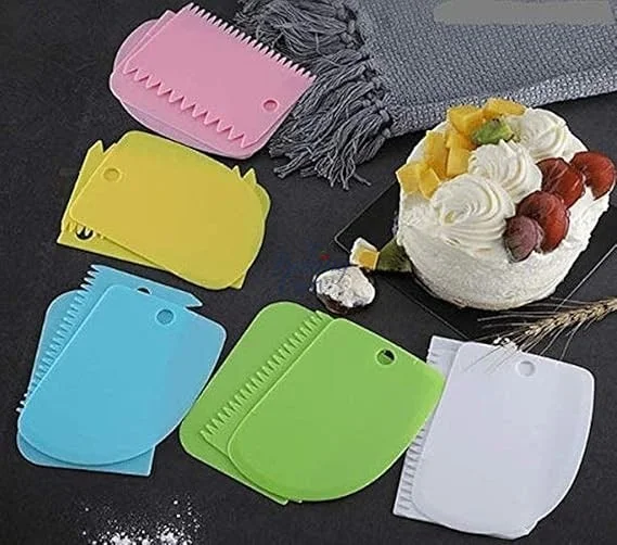 The Baking Curv 3-Piece Cake Scraper Set with Dough Cutter – Icing Smoother Tools for Cream, Ganache & Baking Prep