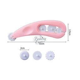 The Baking Curv 3pcs Fondant Cutter & Embosser,4 Interchangeable Wheels