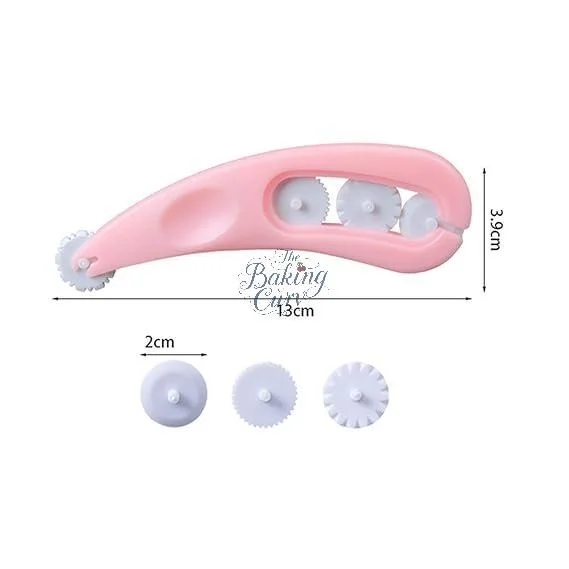 The Baking Curv 3pcs Fondant Cutter & Embosser,4 Interchangeable Wheels