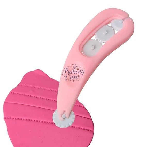 The Baking Curv 3pcs Fondant Cutter & Embosser,4 Interchangeable Wheels