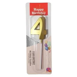 The Baking Curv Golden Number 4 Candle | Metallic Gold Cake Topper for Birthday, Party Decoration, Kids & Adults Celebration| Number Candle | Birthday Candle