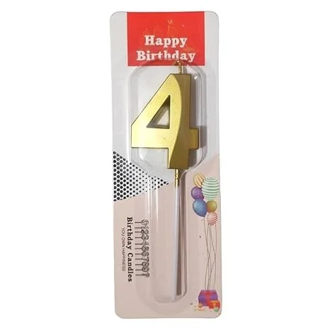 The Baking Curv Golden Number 4 Candle | Metallic Gold Cake Topper for Birthday, Party Decoration, Kids & Adults Celebration| Number Candle | Birthday Candle