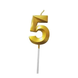 The Baking Curv Golden Number 5 Candle | Metallic Gold Cake Topper for Birthday, Party Decoration, Kids & Adults Celebration| Number Candle | Birthday Candle
