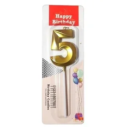 The Baking Curv Golden Number 5 Candle | Metallic Gold Cake Topper for Birthday, Party Decoration, Kids & Adults Celebration| Number Candle | Birthday Candle