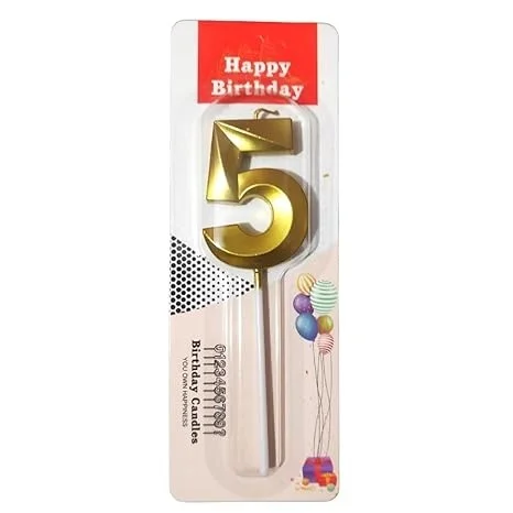 The Baking Curv Golden Number 5 Candle | Metallic Gold Cake Topper for Birthday, Party Decoration, Kids & Adults Celebration| Number Candle | Birthday Candle