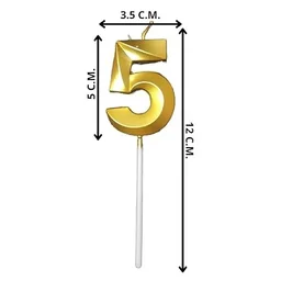 The Baking Curv Golden Number 5 Candle | Metallic Gold Cake Topper for Birthday, Party Decoration, Kids & Adults Celebration| Number Candle | Birthday Candle