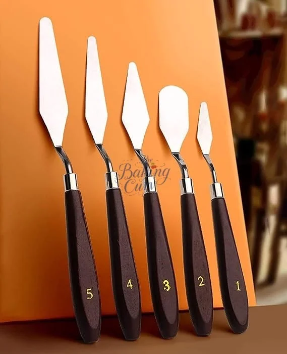 The Baking Curv 5pc Painting Palette Knife Set – Stainless Steel Knives for Cake Decorating & Art