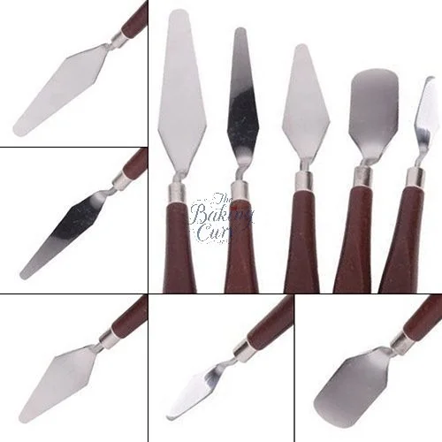 The Baking Curv 5pc Painting Palette Knife Set – Stainless Steel Knives for Cake Decorating & Art