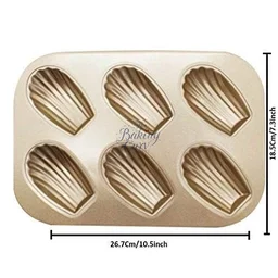 The Baking Curv 6 Cavity Madeleine Muffin Cake Mould Tray – Non-Stick Baking Pan