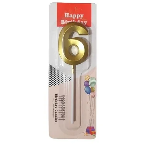 The Baking Curv Golden Number 6 Candle | Metallic Gold Cake Topper for Birthday, Party Decoration, Kids & Adults Celebration| Number Candle | Birthday Candle