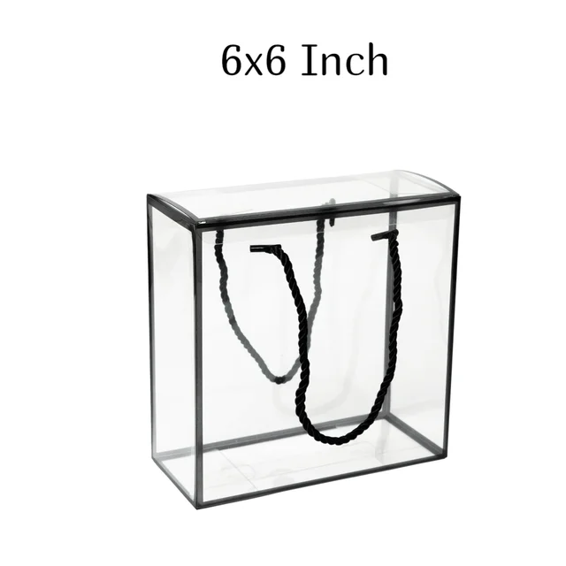 The Baking Curv Transparent 6x6 PVC Hamper Boxes with Handle – Square Gift Packaging Boxes for Hampers & Return Gifts - Pack Of 5
