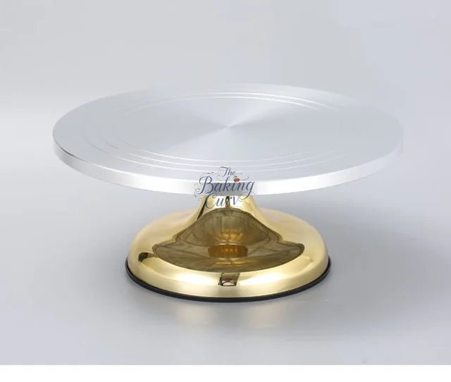 The Baking Curv Premium Aluminum & Steel Cake Turntable – Smooth Rotating Stand for Cake Decoration & Icing