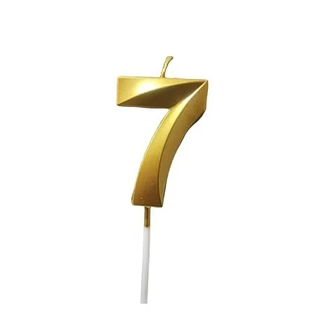 The Baking Curv Golden Number 7 Candle | Metallic Gold Cake Topper for Birthday, Party Decoration, Kids & Adults Celebration | Number Candle | Birthday Candle