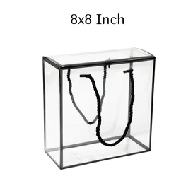 The Baking Curv Transparent 8x8 PVC Hamper Boxes with Handle – Square Gift Packaging Boxes for Hampers & Return Gifts - Pack of 5