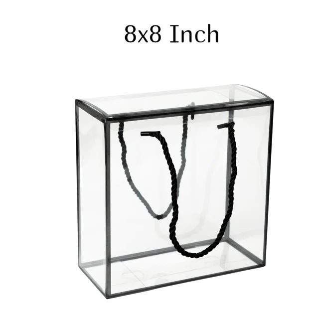 The Baking Curv Transparent 8x8 PVC Hamper Boxes with Handle – Square Gift Packaging Boxes for Hampers & Return Gifts - Pack of 5