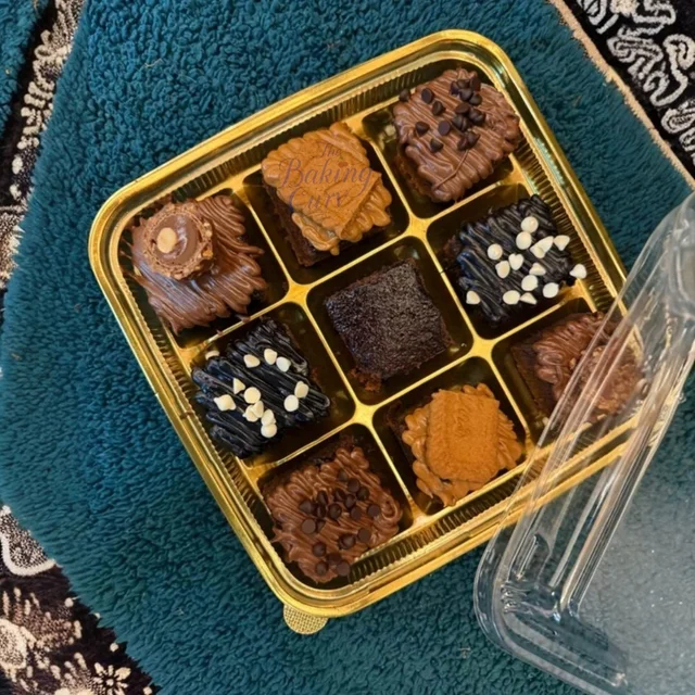The Baking Curv 9 Cavity Golden Box | For Brownie , Ladoo , Cake (Pack of 10)