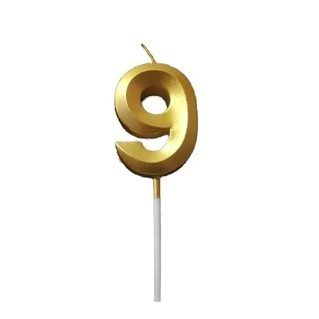 The Baking Curv Golden Number 9 Candle | Metallic Gold Cake Topper for Birthday, Party Decoration, Kids & Adults Celebration | Number Candle | Birthday Candle