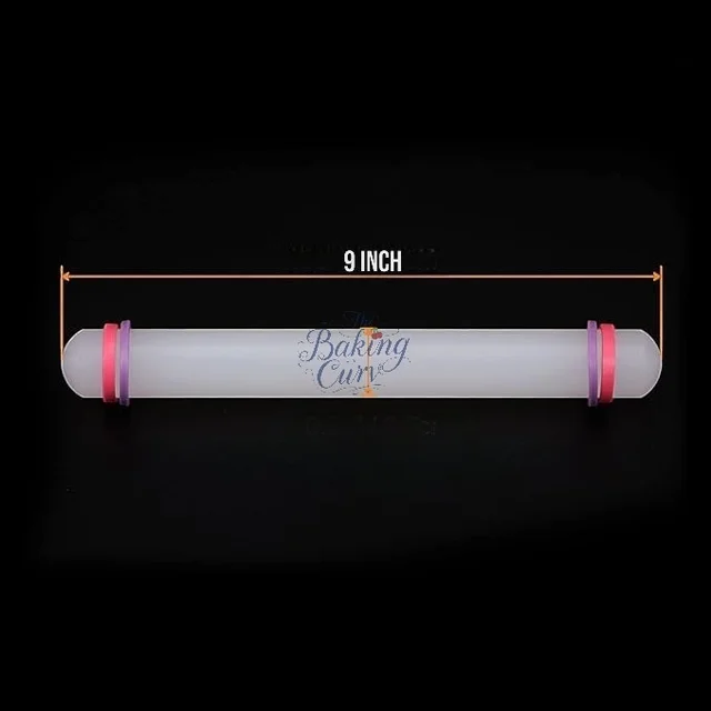 The Baking Curv 9 Inch Nylon Fondant and Dough Rolling Pin – With Adjustable Thickness Guide Rings