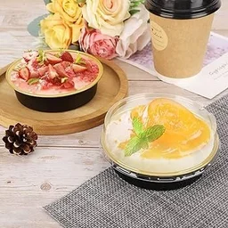 Beta Round Foil Bake & Serve with Lid – Oven-Safe, Disposable, With Dome Lid | The Baking Curv - Black, Pack Of 10
