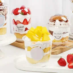 The Baking Curv Boba Glass | Mousse Glass | Parfait & Pudding Containers with Lids