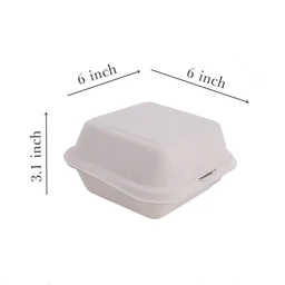 The Baking Curv Burger Box Bento Box 100% Eco Friendly Take Away Container with Smart Lock Lid - 6x6, Pack Of 10