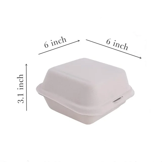 The Baking Curv Burger Box Bento Box 100% Eco Friendly Take Away Container with Smart Lock Lid - 6x6, Pack Of 10