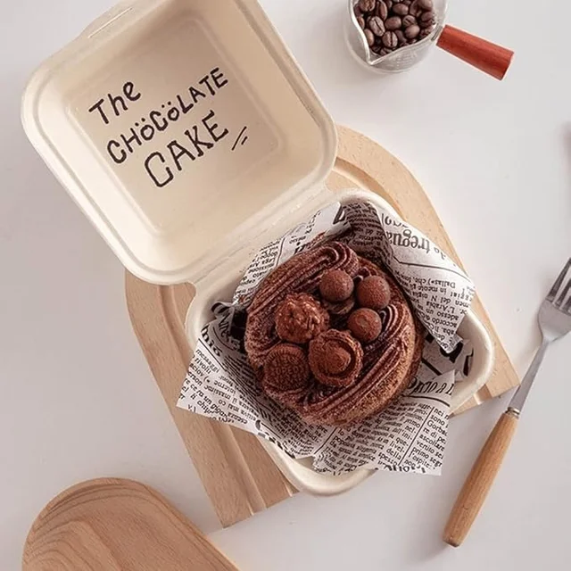 The Baking Curv Burger Box Bento Box 100% Eco Friendly Take Away Container with Smart Lock Lid - 6x6, Pack Of 10