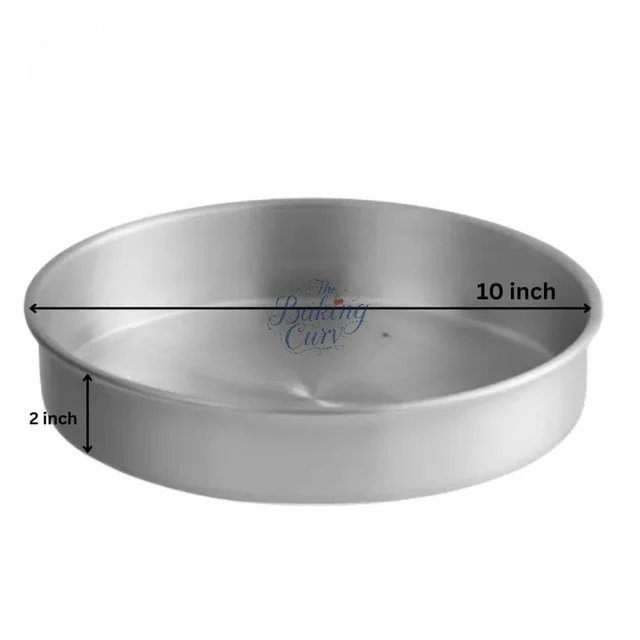 The Baking Curv 10 x 2 Inch Height Premium Silver Aluminum Round Cake Tin – Professional-Grade Bakeware for Perfect Cakes, Cheesecakes, Brownies, Muffins, Pies, Tarts, Gourmet Desserts & More