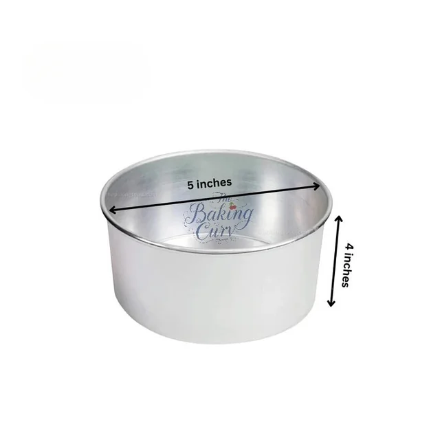 The Baking Curv 5 x 4 Inch Height Premium Silver Aluminum Round Cake Tin – Professional-Grade Bakeware for Perfect Cakes, Cheesecakes, Brownies, Muffins, Pies, Tarts, Gourmet Desserts & More
