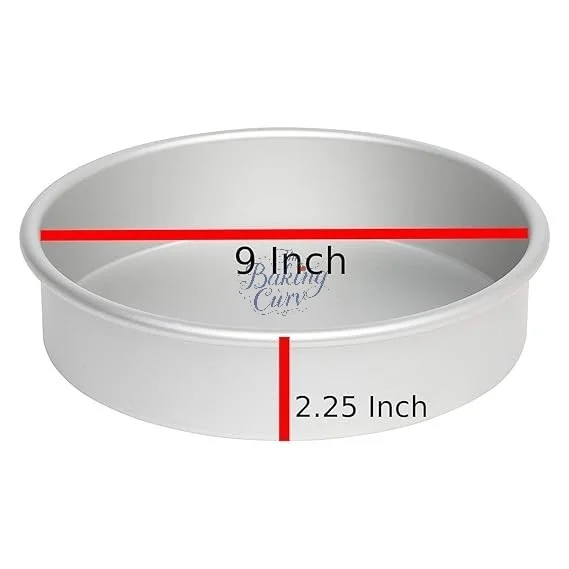 The Baking Curv 9 x 2 Inch Height Premium Silver Aluminum Round Cake Tin – Professional-Grade Bakeware for Perfect Cakes, Cheesecakes, Brownies, Muffins, Pies, Tarts, Gourmet Desserts & More