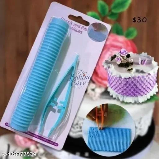The Baking Curv Smock and Rib Cutter Tool – Fondant & Gum Paste Cutter for Cake Decorating Textures