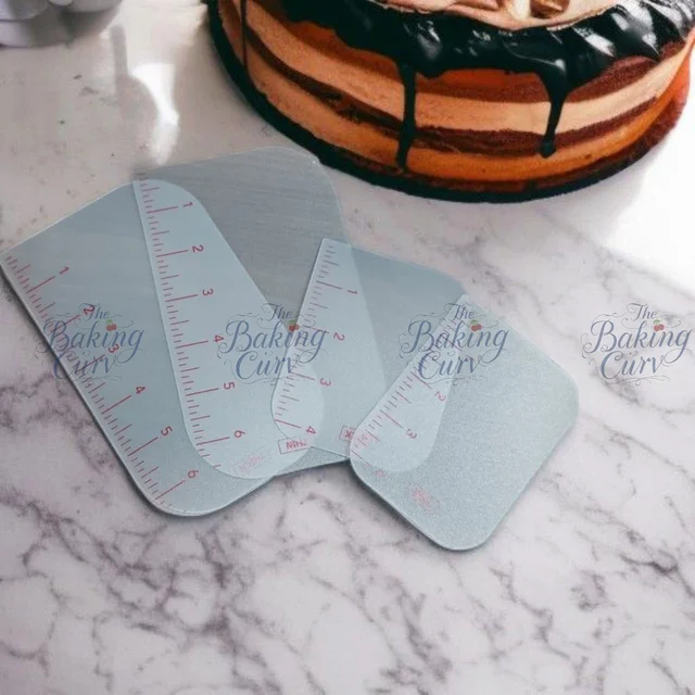 The Baking Curv Flexible Scraper Set of 4-Flexible Smoothner Fondant Mousse Cream Spatula Edge Smoother Cake Decorating Tools