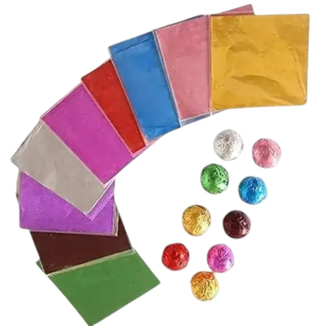The Baking Curv Multi-Colour Foil Wrappers – Chocolate & Candy Wrapping Sheets for Gifting & Packaging Cut foil (Pack of 200)