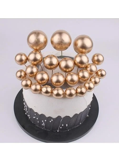 Faux Ball Golden – Decorative Balls for Cakes, Crafts & Festive Decor