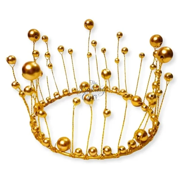 The Baking Curv: Pearl Crown Cake Topper - Elegant Non-Edible Decoration for Weddings & Special Occasions
